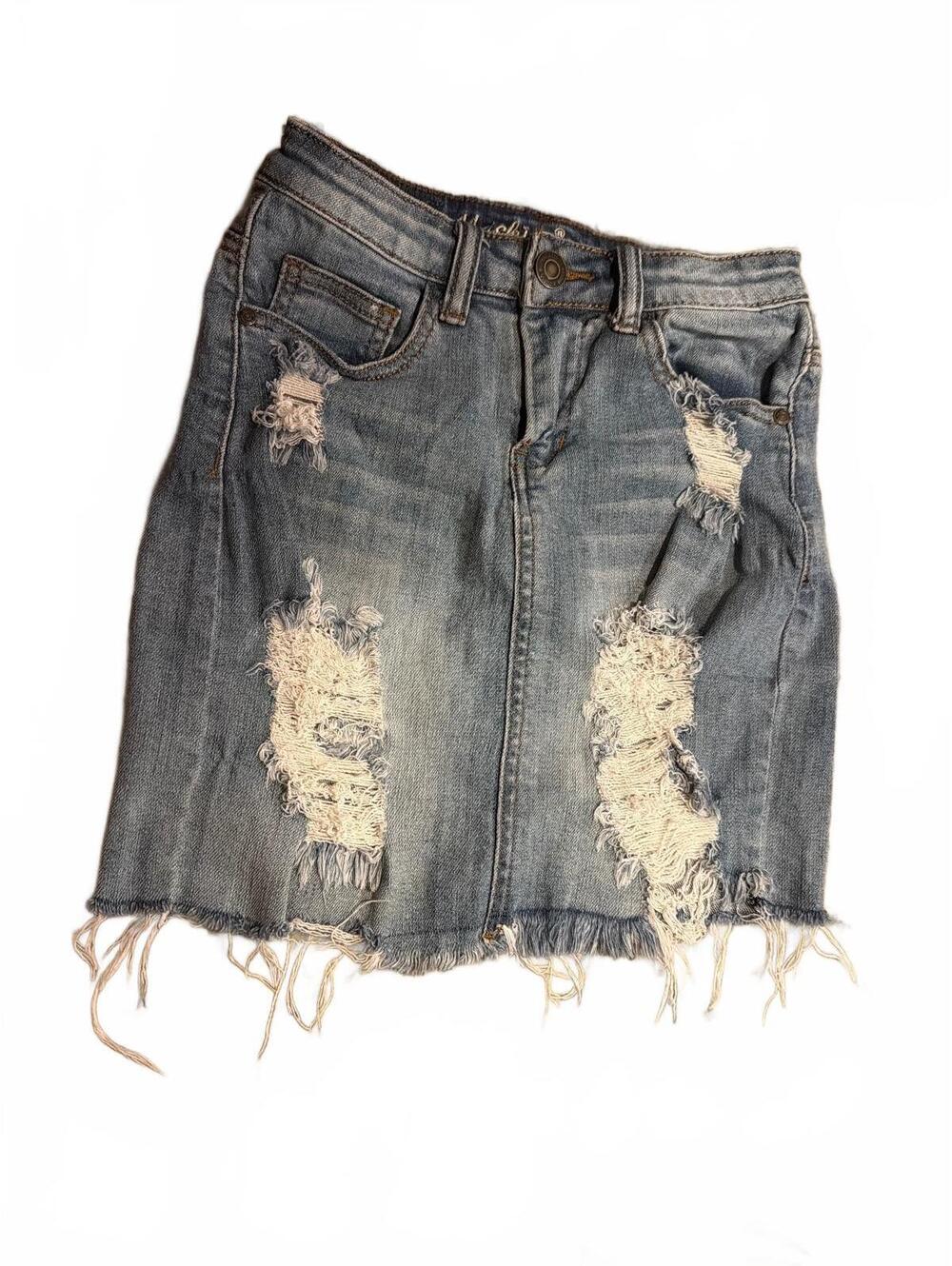 Y2K Grunge Distressed Denim Mini Skirt 90s festival indie streetwear punk skater